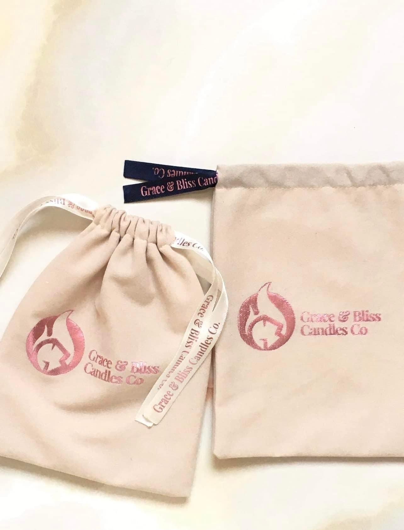Premium custom drawstring bags - Grace & Bliss Candles Co.,LLC.